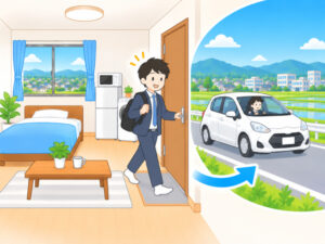 車で通勤する男性
